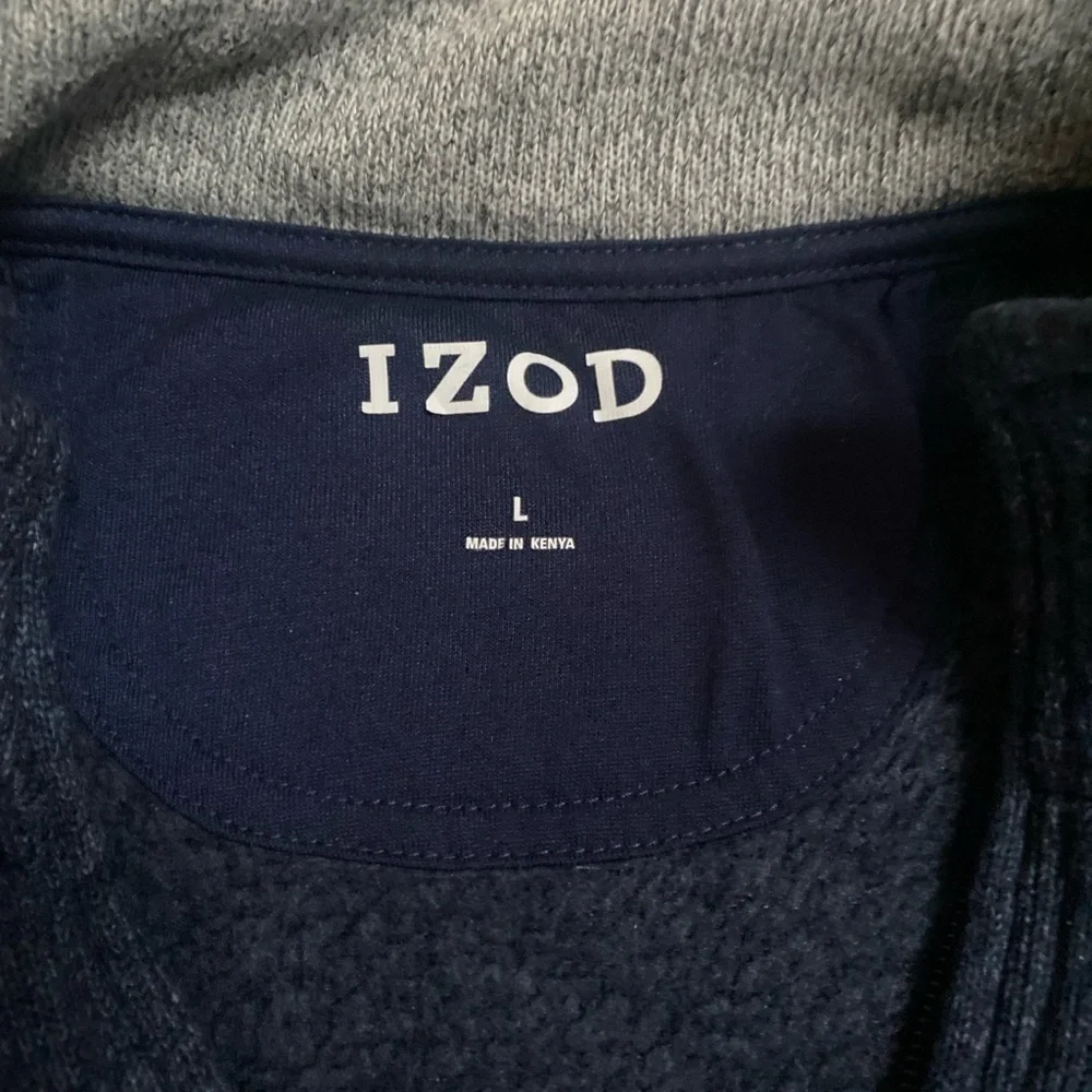 IZOD 1/2 ZIP SWEATER MARBLED NAVY KNIT PULLOVER SWEATER Sz Large